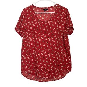 GAP Red Floral Short Sleeve Blouse – Size Large